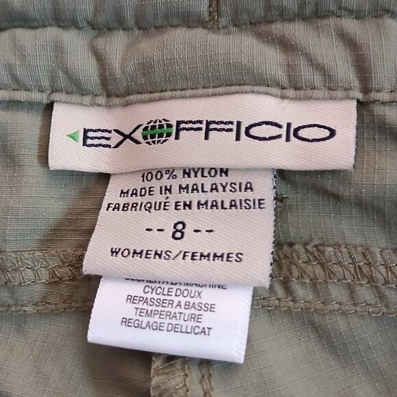 Exofficio Drawstring Waist Zipper Pockets Cargo Capri Pants Green Size 8 - Picture 3 of 9